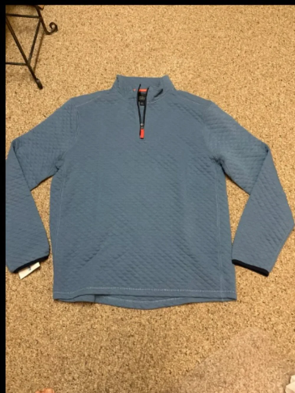J. CREW AUTHENTIC  QUILTED 1/4 ZIP PULLOVER SWEATER SWEATSHIRT BLUE NWOT L